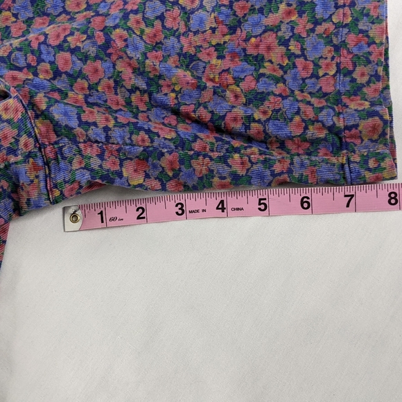 VTG Corduroy Floral Pleated Ultra High Waste Pastel Wide Leg Shorts - Picture 9 of 9